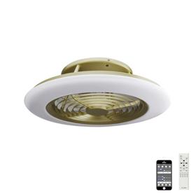 M6707  Alisio 70W LED Dimmable Ceiling Light & Fan; Remote / APP Controlled Matt Burnished Gold